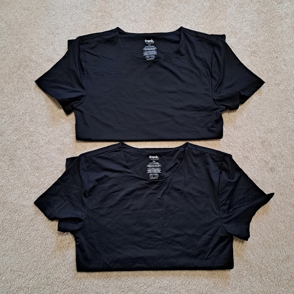 Frank & Oak Women's Short Sleeve Tees Size Medium Black Set Of 2 Fitted Tops - Picture 2 of 12